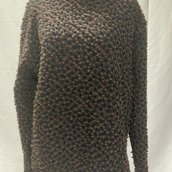 Private Circle Crewneck Pebbles Chocolate Saphire with Blue Sparkle Top. Size L - Picture 3 of 10